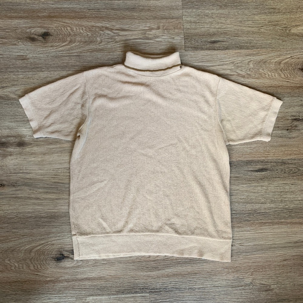 Vintage 1960s Buffums California Short Sleeve Knit Turtleneck Sweater Beige - 11